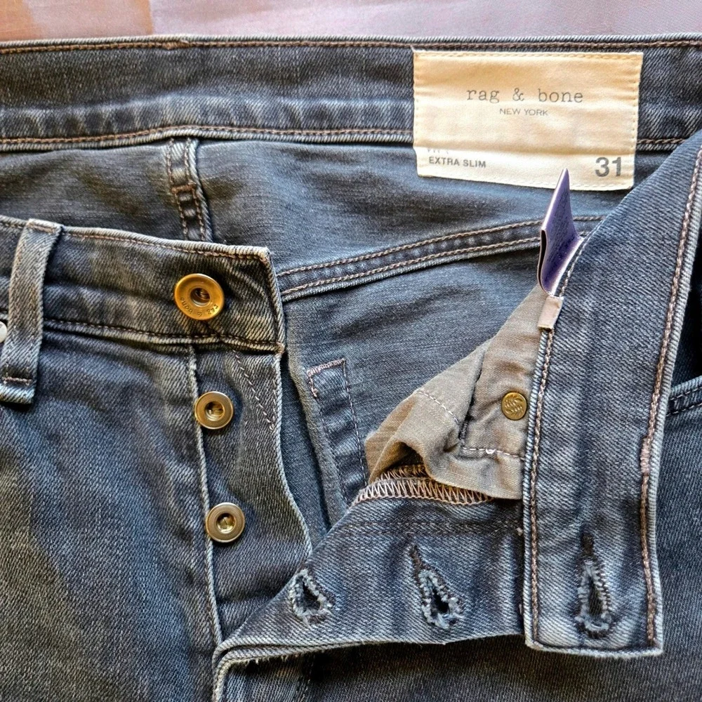 Rag & Bone Mens Extra Slim Fit 1 Jeans Minna Faded Black‎ M1224K610MIN Size 31